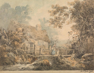William Henry Pyne - Cottage and Foot Bridge.webp