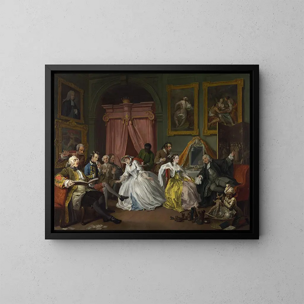 Le Mariage à la mode 4: La Toilette - William Hogarth — inramlat konstverk på väggen