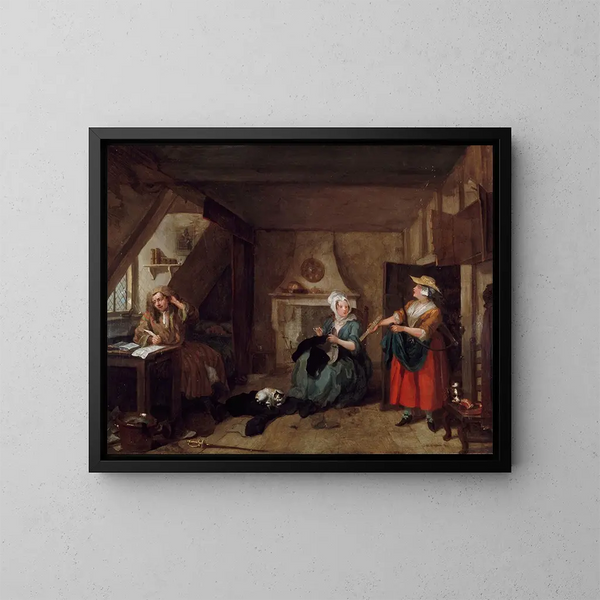 Le poète en détresse - William Hogarth — inramlat konstverk på väggen