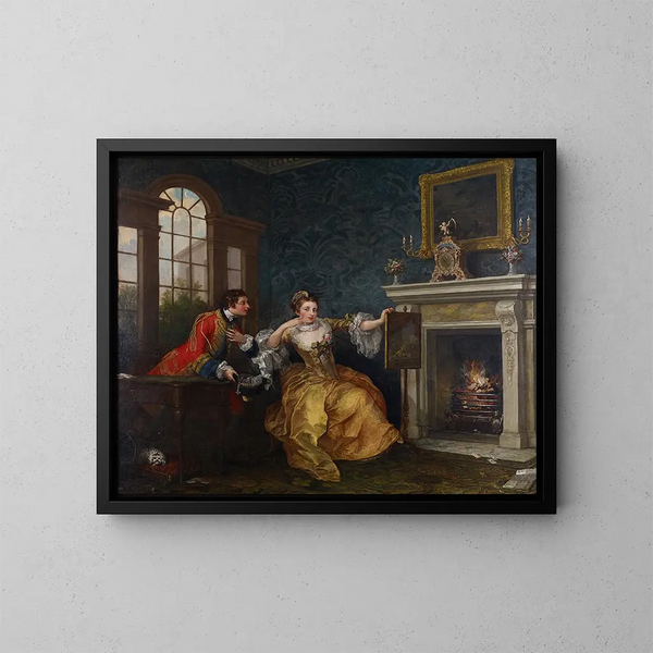 Le dernier enjeu de la dame - William Hogarth — inramlat konstverk på väggen