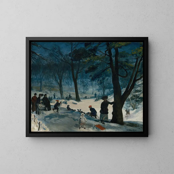 Vinter i Central Park - William James Glackens — inramlat konstverk på väggen