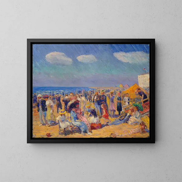 Folkmassa vid havsstranden - William James Glackens — inramlat konstverk på väggen