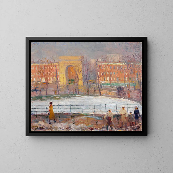 Les nettoyeurs de rue à Washington Square - William James Glackens — inramlat konstverk på väggen