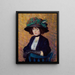 kvinna med grön hatt - William James Glackens — inramlat konstverk på väggen