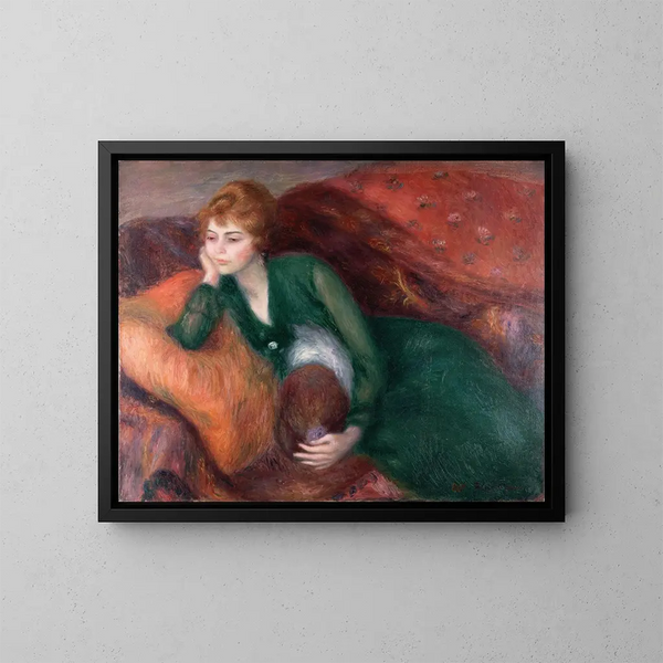 Ung kvinna i grönt - William James Glackens — inramlat konstverk på väggen