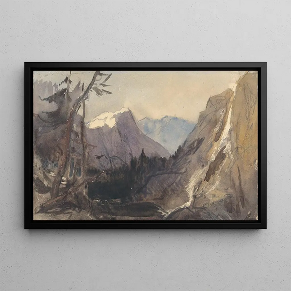 landskapsalpin möjligen Matterhorn - William James Müller — inramlat konstverk på väggen