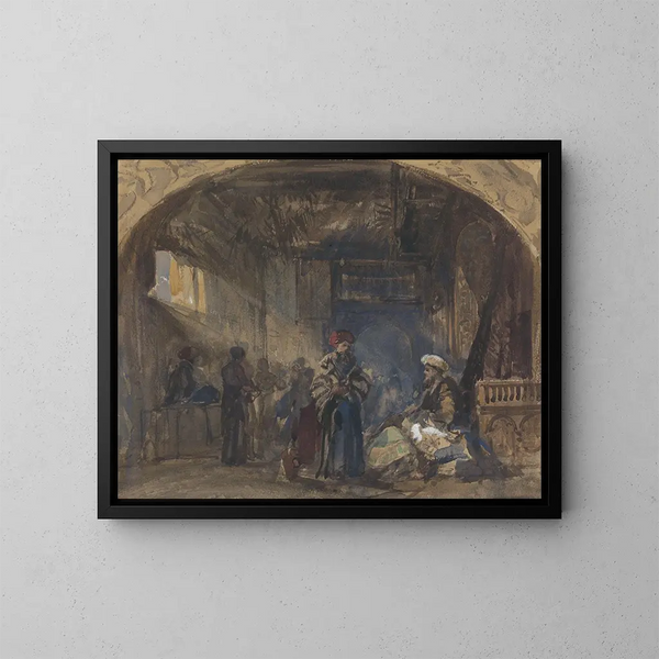 Bazaar du Caire - William James Müller — inramlat konstverk på väggen
