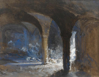 Crypte du palais des évêques pendant les émeutes de Bristol - William James Müller — vy av konstverket