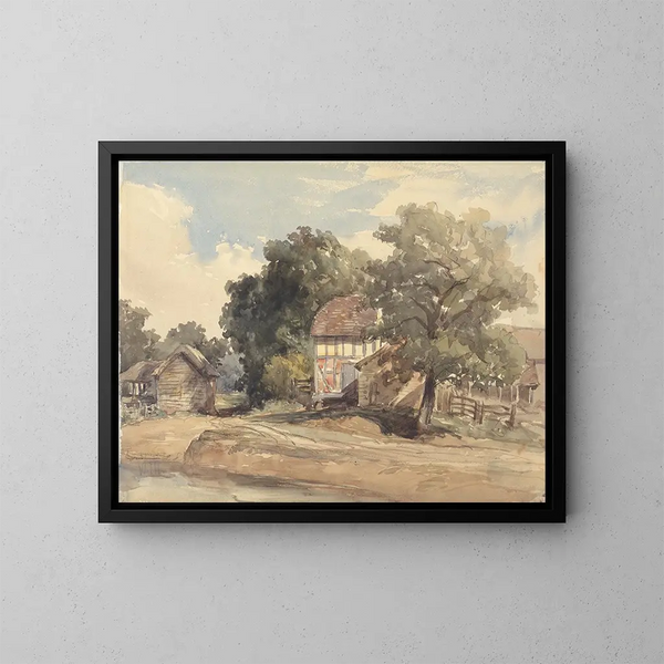 jordbruksbygg - William James Müller — inramlat konstverk på väggen