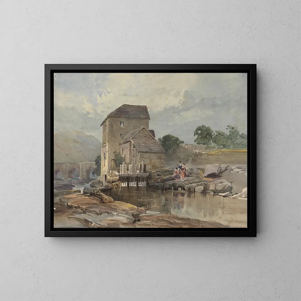 Le pont de Llangollen - William James Müller — inramlat konstverk på väggen