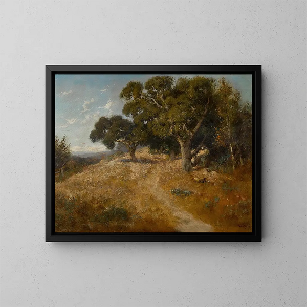Sentier à travers les chênes de Californie - William Keith — inramlat konstverk på väggen