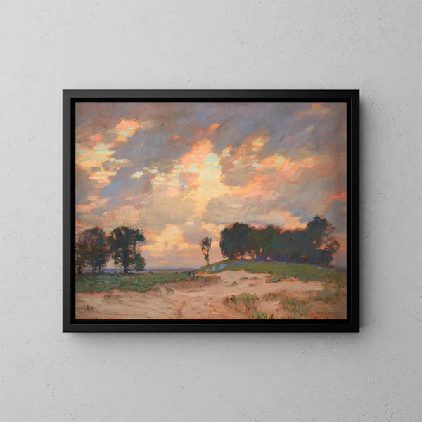 Le Bûcher - William Langson Lathrop — inramlat konstverk på väggen