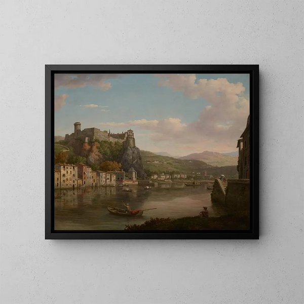 Vue de la Saône et du château de Pierre Scize, Lyon, France - William Marlow — inramlat konstverk på väggen