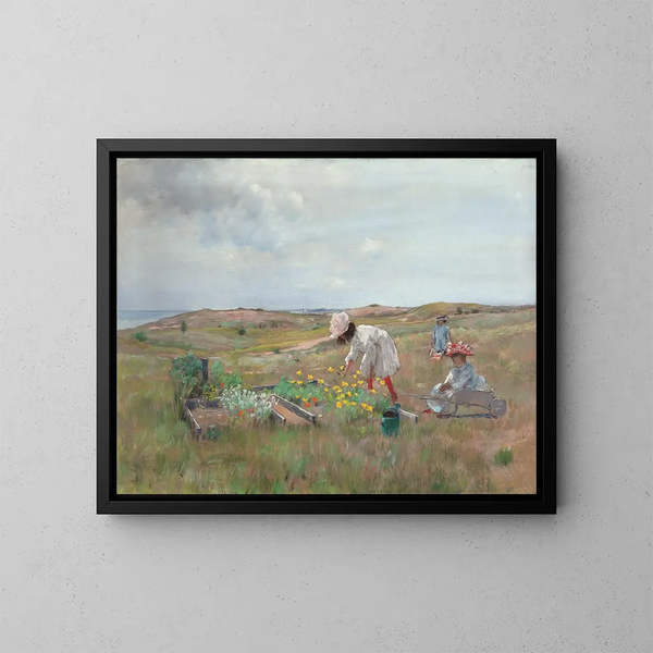 Rassemblement de fleurs, Shinnecock, Long Island - William Merritt Chase — inramlat konstverk på väggen