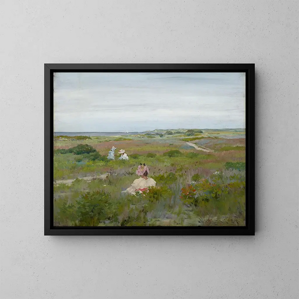 Landskap vid Shinnecock, Long Island - William Merritt Chase — inramlat konstverk på väggen