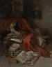 apor med litteratur - William Merritt Chase — vy av konstverket