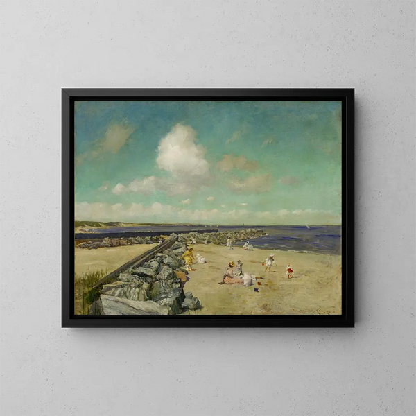 Morgon vid bryggan i Shinnecock - William Merritt Chase — inramlat konstverk på väggen