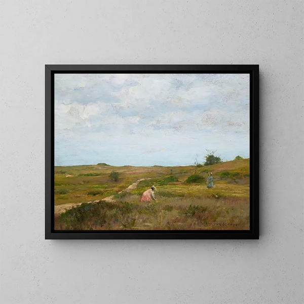 Oavbrutet konsttryck av en målning utan titel, Shinnecock Hills, Long Island - William Merritt Chase — inramlat konstverk på väggen