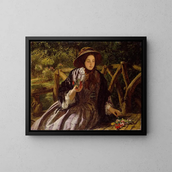 blomsterbukett i trädgården - William Powell Frith — inramlat konstverk på väggen