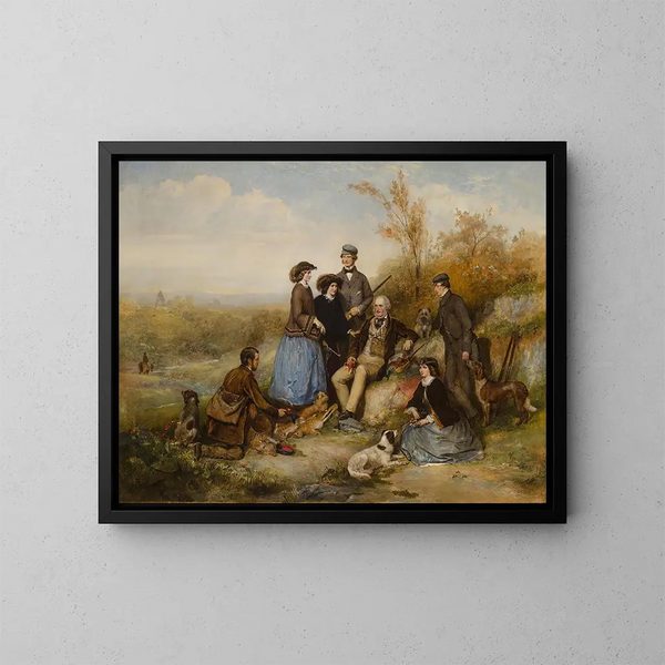 La Partie de chasse - William Powell Frith — inramlat konstverk på väggen