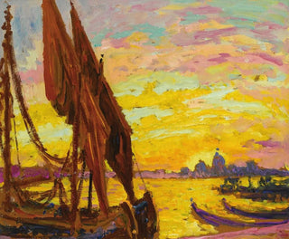 Solnedgång över Lido di Venezia - William Samuel Horton — vy av konstverket