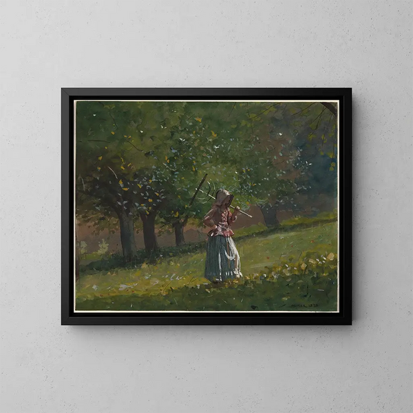 Flicka med en högaffel - Winslow Homer — inramlat konstverk på väggen