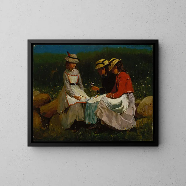 Filles dans un paysage - Winslow Homer — inramlat konstverk på väggen