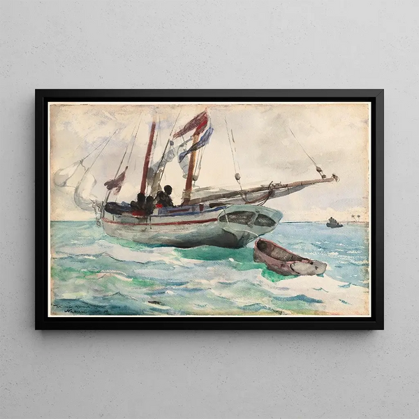 Goélette Nassau - Winslow Homer — inramlat konstverk på väggen