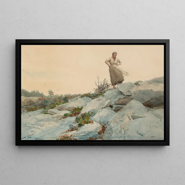 La Ramasseuse de fagots - Winslow Homer — inramlat konstverk på väggen