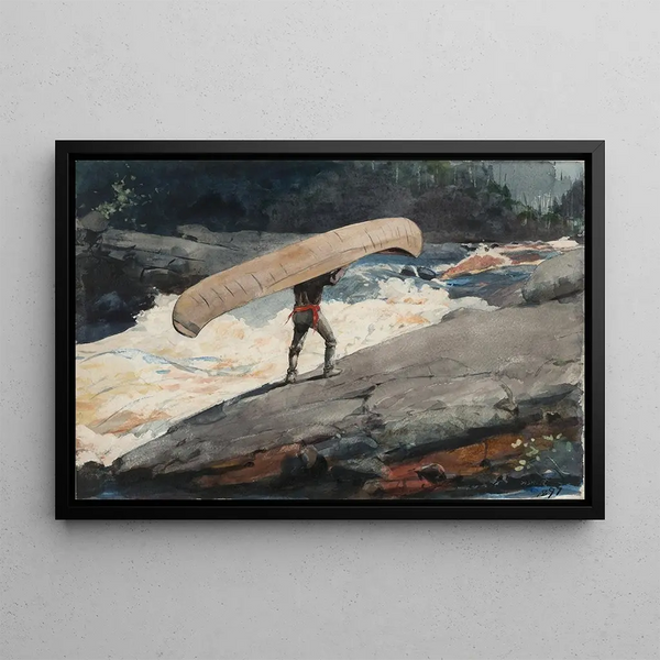 Le Portage - Winslow Homer — inramlat konstverk på väggen
