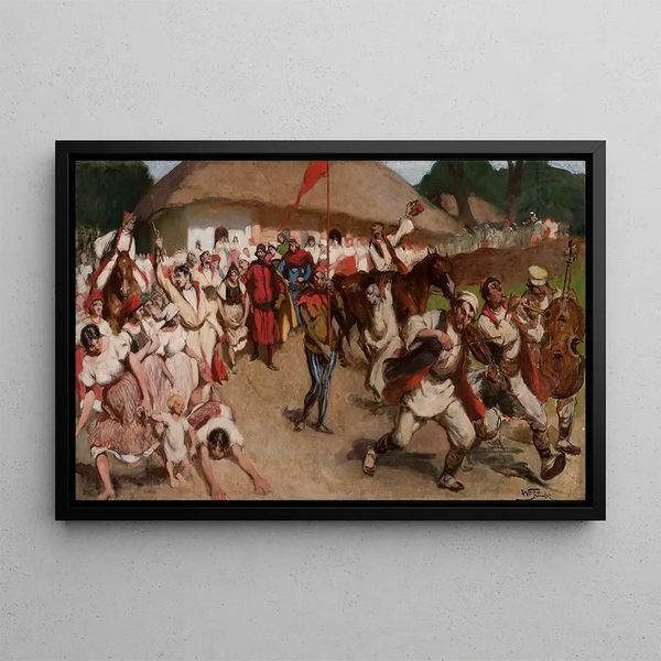 Wodzimierz Tetmajer - Folk scene king among peasants.webp