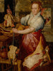 En spis gör i ordning kött med Kristus i huset hos Maria och Marta bortom - Verkstad av Joachim Beuckelaer — vy av konstverket
