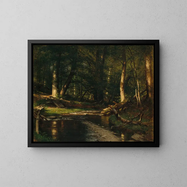 Le ruisseau dans les bois - Worthington Whittredge — inramlat konstverk på väggen