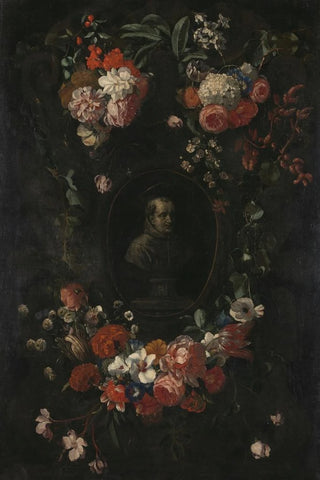 Wouter Gysaerts - Feigned Sculpted Bust of the Blessed Hieronymus Werdanus Set in a Feigned Stone Cartouche Decorated with a Swag and Two Bunches of Flowers.webp