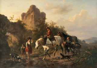 Wouterus Verschuur - A driver with his family fording a stream.webp