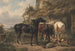 Hästar framför ett stall - Wouterus Verschuur — vy av konstverket