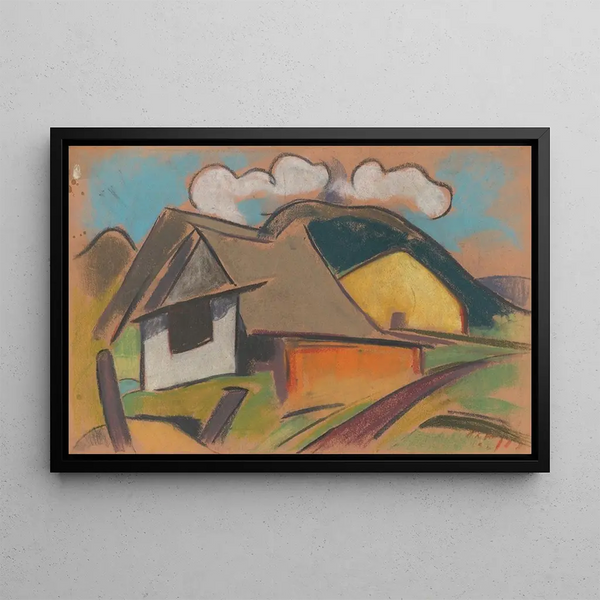 Cottages dans les montagnes - Zolo Palugyay — inramlat konstverk på väggen