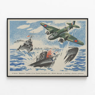 a-british-blenheim-bomber-of-the-coastal-command-aids-a-british-destroyer-in-smashing-a-german-submarine-2
