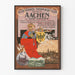 Vintageposter av badhuset i Aachen och Aachen-Burtscheid