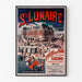 Vintageaffisch Bretagne – Saint-Lunaire, badliv, presenterad i en smal ram på en ljus vägg.