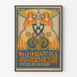 Utställningsaffisch – Sint Lucas, 1916 – Albert Hahn, visad i tunn ram på en ljus vägg.