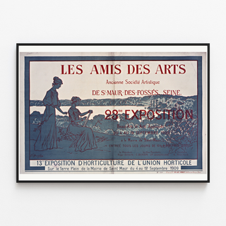 Affisch Les Amis des Arts — Saint-Maur-des-Fossés, i tunn ram på ljus vägg.
