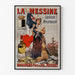 Vintage reklamaffisch La Messine, likör, upphängd i tunn ram på ljus vägg.