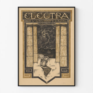 Vintage teateraffisch – Electra – Richard Roland Holst, i tunn ram på en ljus vägg.