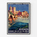 Vintage turistaffisch – Avignon, romansk och medeltida Frankrike, i tunn ram på en ljus vägg.