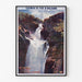 Vintage turistaffisch – Gimel, la Grande Cascade, i tunn ram på ljus vägg.
