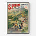 Vintage turistaffisch – Saint-Honoré-les-Bains, termalvatten, i en tunn ram på en ljus vägg.