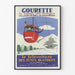 Vintageaffisch Gourette, télévoiture, i ett smalt ramverk mot en ljus vägg.