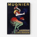 Vintageaffisch Mugnier. Apéritif au vin de Bourgogne, i tunn ram på ljus vägg.