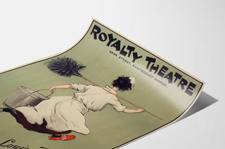 Vintageaffisch Oh! Susannah!, Royalty Theatre, visad på en böjd pappersyta, perspektivvy.